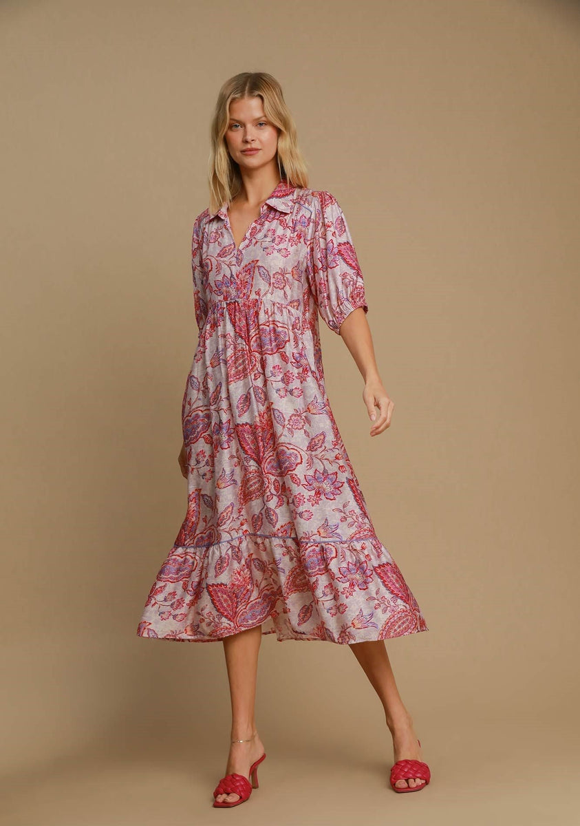 pink paisley midi dress The Pink and Paisley Midi Dress – Blue Louis Boutique