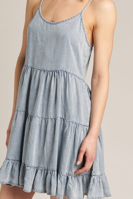 The Cami Denim Mini Dress Blue Louis Boutique The Cami Denim Mini Dress Blue Louis Boutique