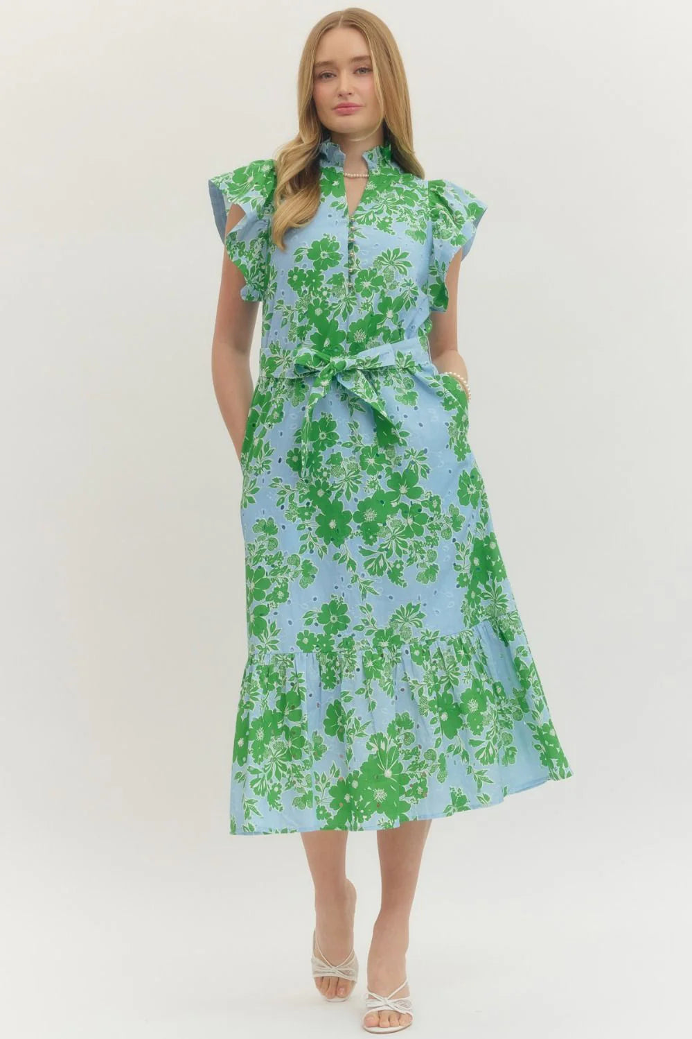 All Eyes on Eyelet Midi Dress Blue Louis Boutique All Eyes on Eyelet Midi Dress Blue Louis Boutique