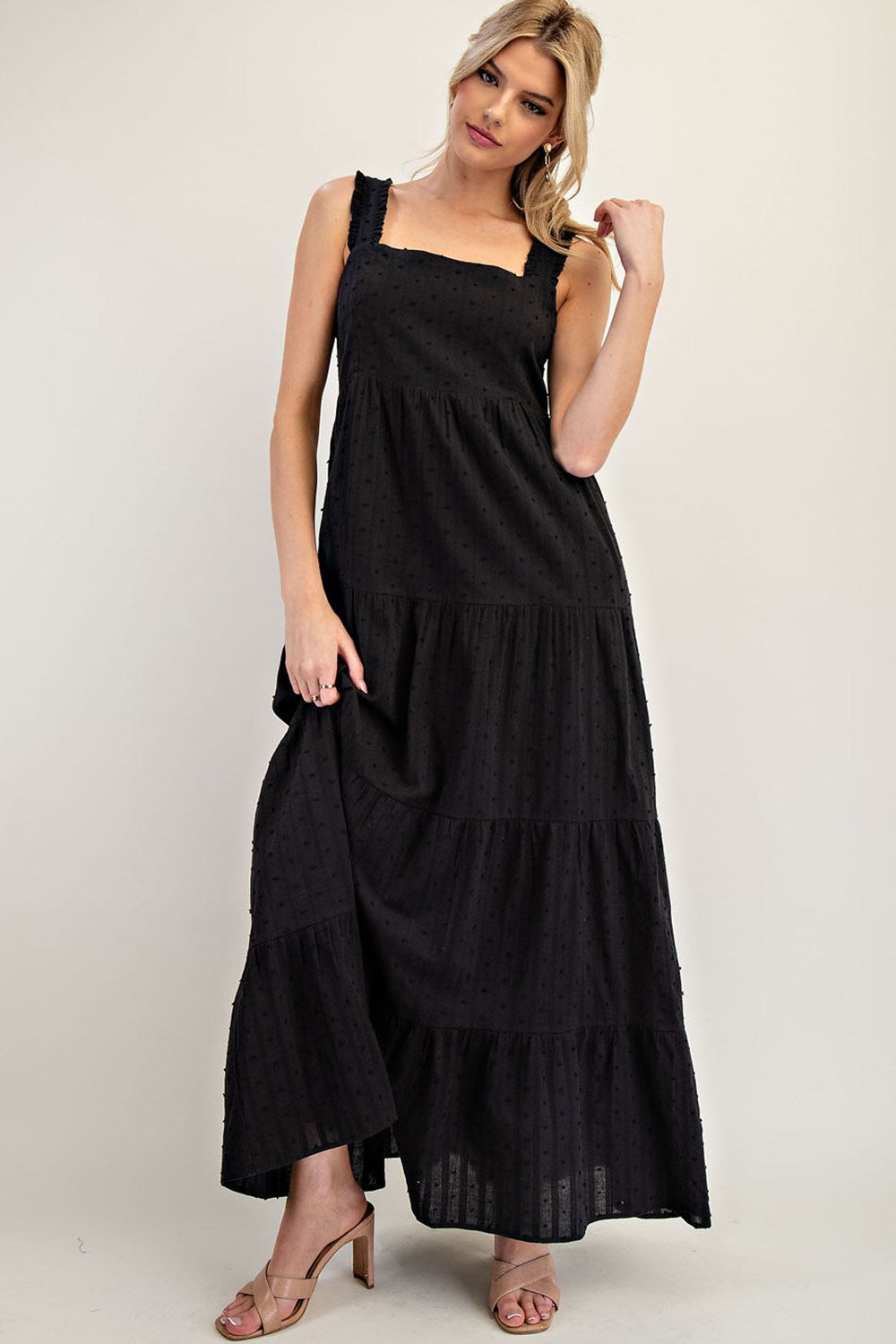maxi square neck dress Textured Square Neck Maxi Dress – Blue Louis Boutique