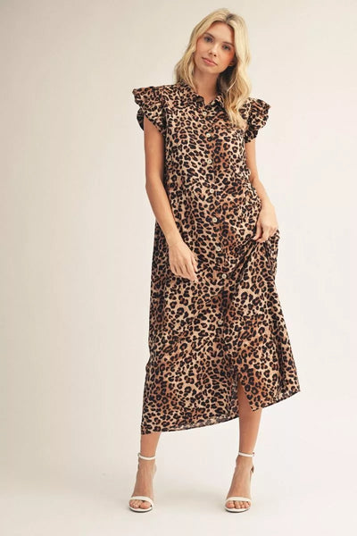 jodifl maxi dress Jodifl Square Neck Smocked Bodice Leaf Print Maxi Dress with Back Tie  Closure